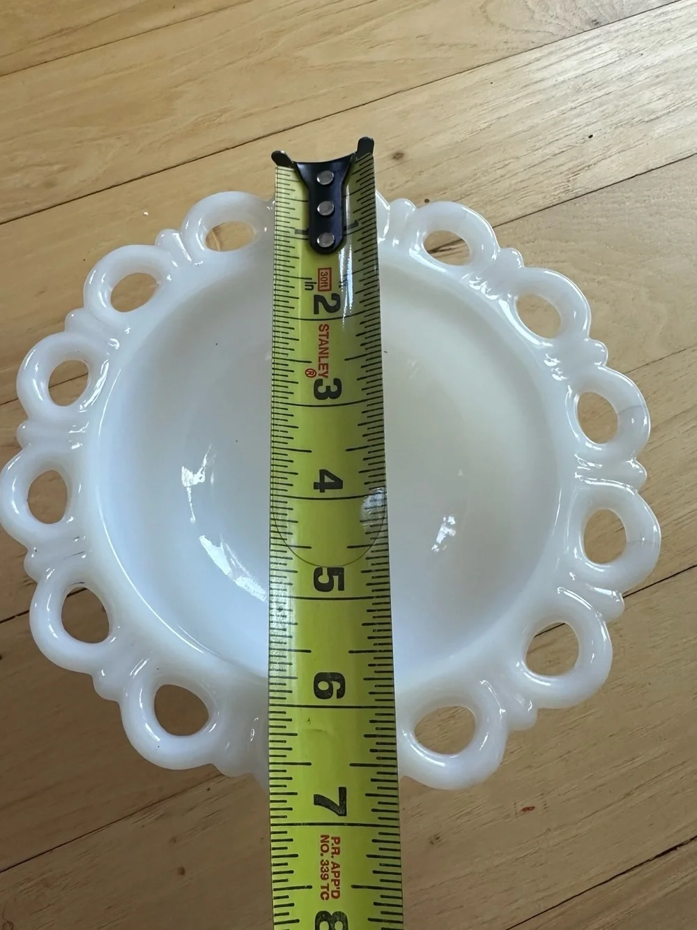 Anchor Hocking White Milk Glass Loop-Edge Serving Bowl